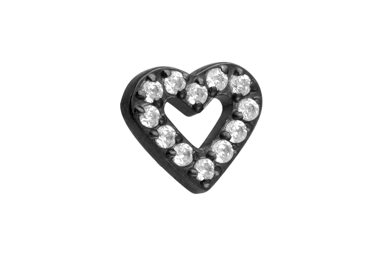 Titan Schraubaufsatz mit Außengewinde KRISTALLHERZ von Piercingline